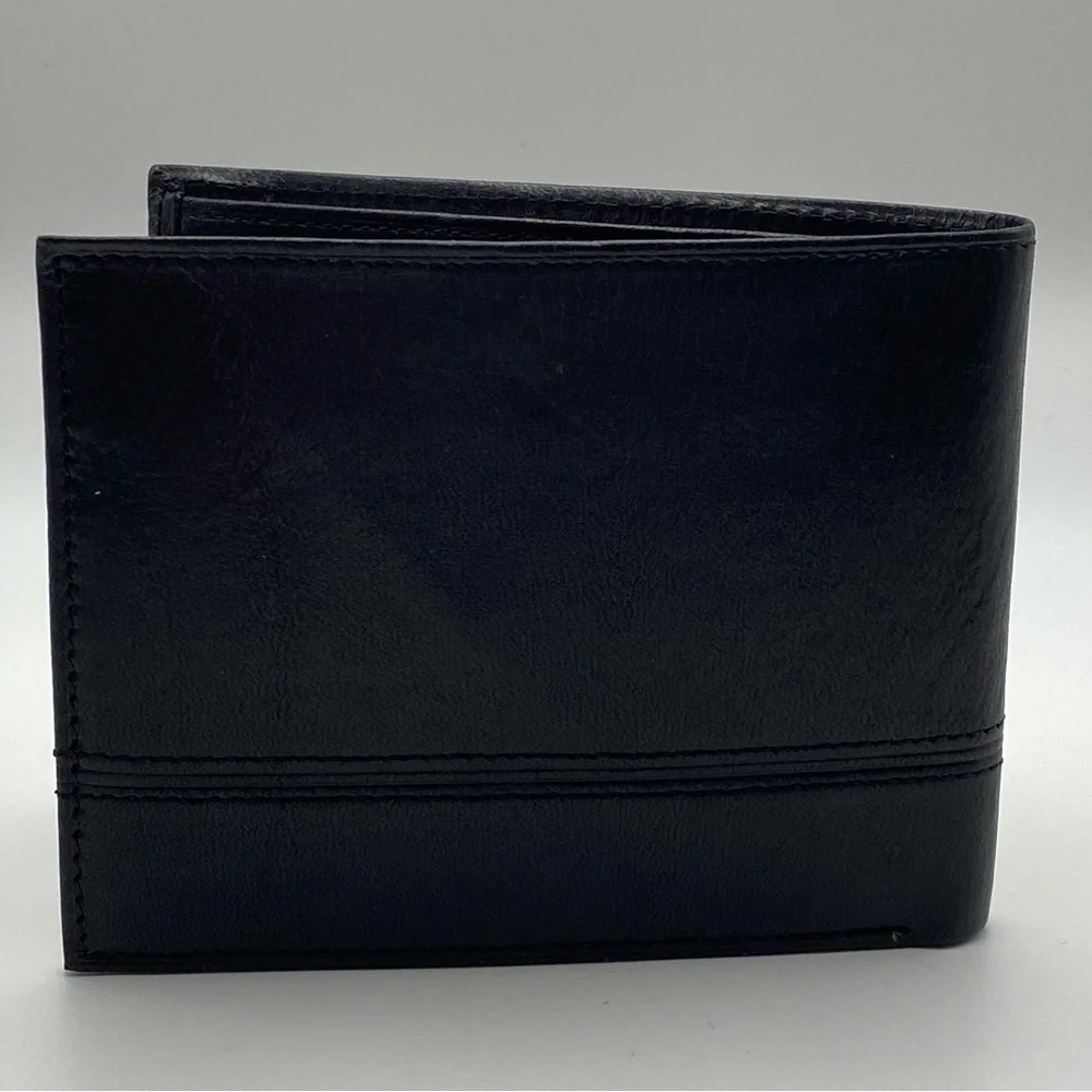 Dockers Men’s Black Leather Bifold Wallet With Removable Passcase Classic NWOT